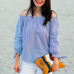 Abercrombie and Fitch off the shoulder striped top size medium